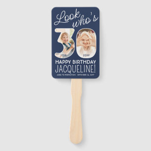 DIY Colors • Look Who's 30 Happy Birthday 4 Photo Hand Fan