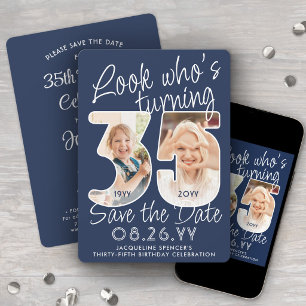 DIY Colors • Look Who's 35 Birthday Party 2 Photo Save The Date