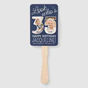 DIY Colors • Look Who's 35 Happy Birthday 4 Photo Hand Fan