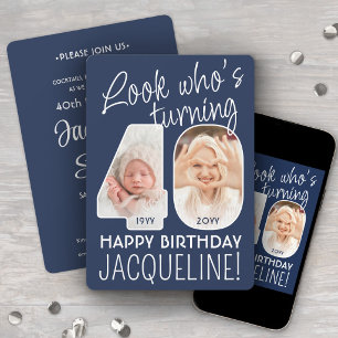 DIY Colors • Look Who's 40 Birthday Party 2 Photo Invitation