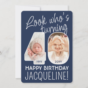 DIY Colors • Look Who's 40 Birthday Party 2 Photo Invitation