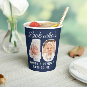 DIY Colors • Look Who's 40 Birthday Party 2 Photo Paper Cups