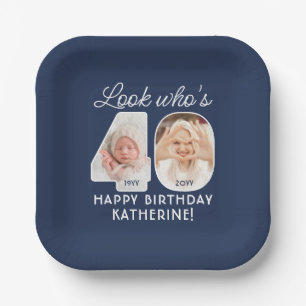 DIY Colors • Look Who's 40 Birthday Party 2 Photo Paper Plates