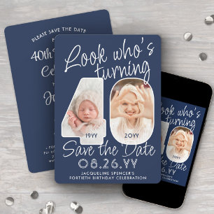 DIY Colors • Look Who's 40 Birthday Party 2 Photo Save The Date