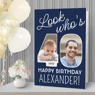 DIY Colors • Look Who's 40 Giant 2 Photo Birthday Card