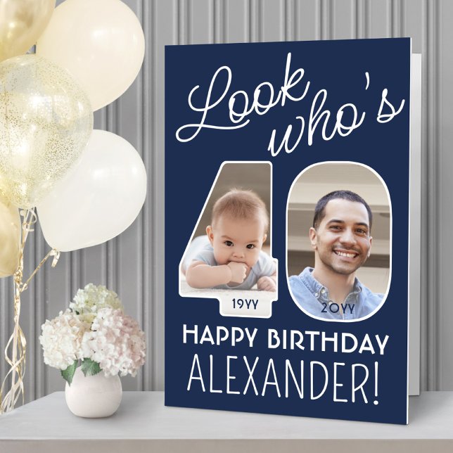 DIY Colors • Look Who's 40 Giant 2 Photo Birthday Card (Creator Uploaded)