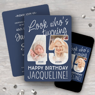 DIY Colors • Look Who's 45 Birthday Party 2 Photo Invitation