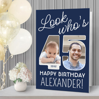 DIY Colors • Look Who's 45 Giant 2 Photo Birthday Card