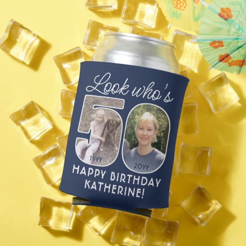 DIY Colors â Look Whos 50 Birthday Party 2 Photo Can Cooler