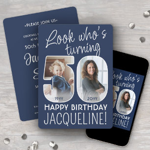 DIY Colors • Look Who's 50 Birthday Party 2 Photo Invitation