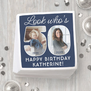 DIY Colors • Look Who's 50 Birthday Party 2 Photo Napkins