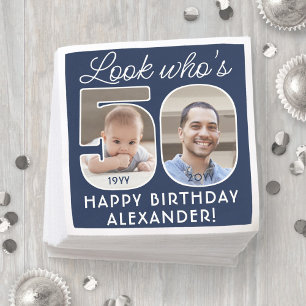DIY Colors • Look Who's 50 Birthday Party 2 Photo Napkins