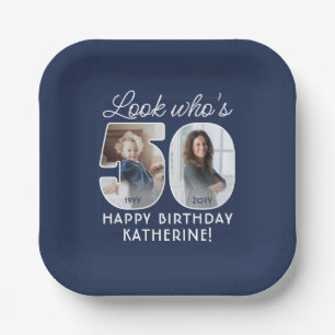 DIY Colors • Look Who's 50 Birthday Party 2 Photo Paper Plates