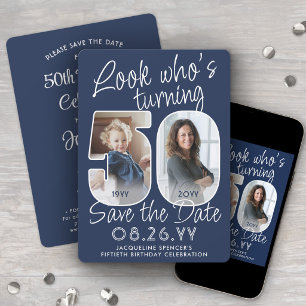 DIY Colors • Look Who's 50 Birthday Party 2 Photo Save The Date