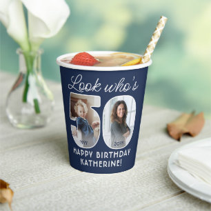 DIY Colors • Look Who's 50 Birthday Party 4 Photo Paper Cups