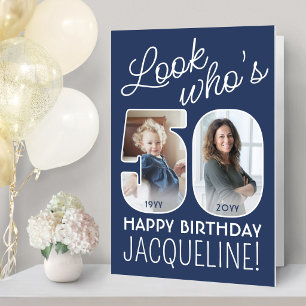 DIY Colors • Look Who's 50 Giant 2 Photo Birthday Card
