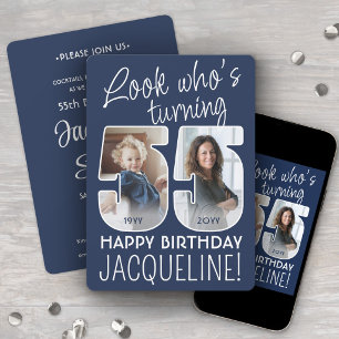 DIY Colors • Look Who's 55 Birthday Party 2 Photo Invitation