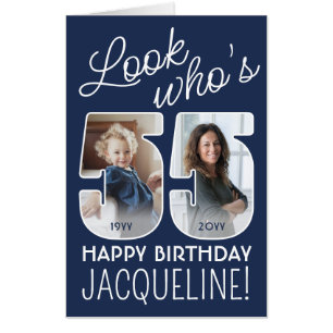 DIY Colors • Look Who's 55 Giant 2 Photo Birthday Card