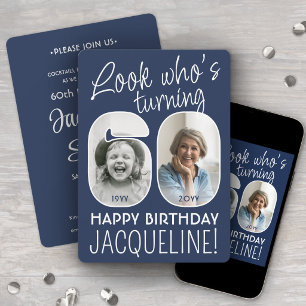DIY Colors • Look Who's 60 Birthday Party 2 Photo Invitation