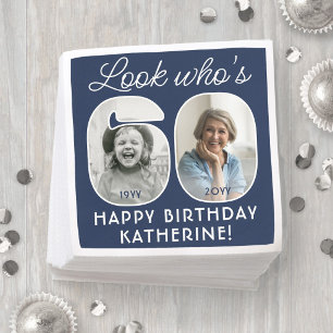 DIY Colors • Look Who's 60 Birthday Party 2 Photo Napkins