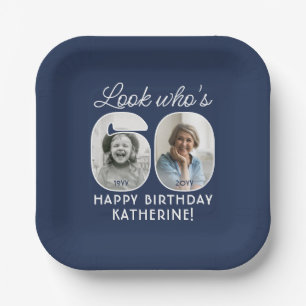 DIY Colors • Look Who's 60 Birthday Party 2 Photo Paper Plates