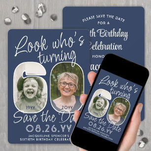 DIY Colors • Look Who's 60 Birthday Party 2 Photo Save The Date