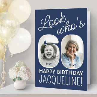 DIY Colors • Look Who's 60 Giant 2 Photo Birthday Card
