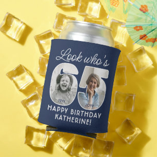 DIY Colors • Look Who's 65 Birthday Party 2 Photo Can Cooler