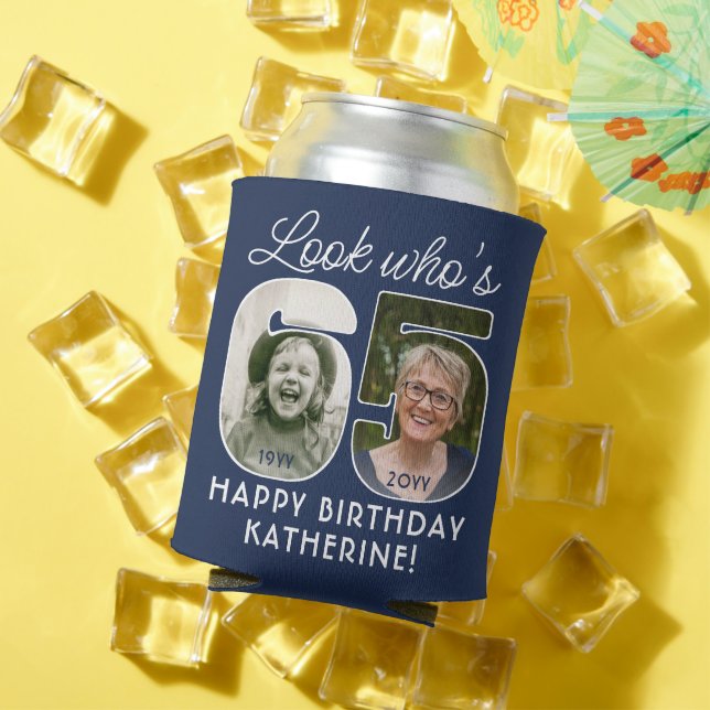 DIY Colors • Look Who's 65 Birthday Party 2 Photo Can Cooler (In Situ Summer)