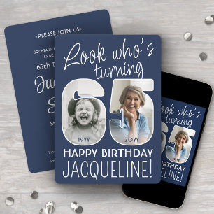 DIY Colors • Look Who's 65 Birthday Party 2 Photo Invitation