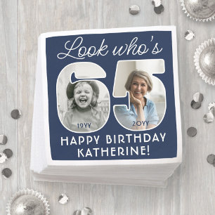 DIY Colors • Look Who's 65 Birthday Party 2 Photo Napkins