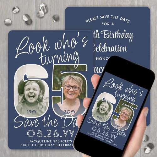 DIY Colors â Look Whos 65 Birthday Party 2 Photo Save The Date