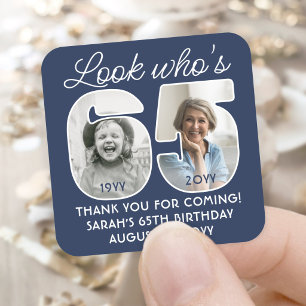 DIY Colors • Look Who's 65 Birthday Party 2 Photo Square Sticker