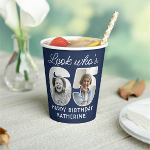 DIY Colors • Look Who's 65 Birthday Party 4 Photo Paper Cups