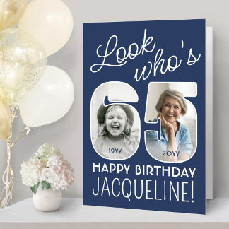 DIY Colors • Look Who's 65 Giant 2 Photo Birthday Card