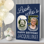 DIY Colors • Look Who's 65 Giant 2 Photo Birthday Card<br><div class="desc">Look who's 65! Go big with your happy birthday wishes with an extra large two photo 65th birthday card. The photos and wording on this template are simple to personalize and all colors and fonts are easy to change with the Zazzle design tool. Create your own unique keepsake gift that...</div>