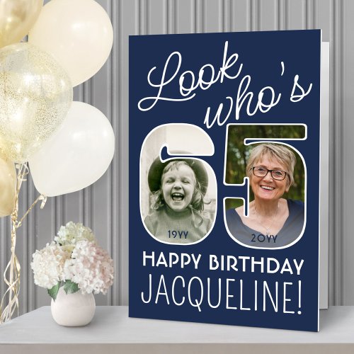 DIY Colors  Look Whos 65 Giant 2 Photo Birthday Card