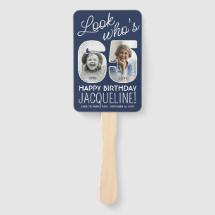 DIY Colors • Look Who's 65 Happy Birthday 4 Photo Hand Fan