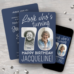 DIY Colors • Look Who's 70 Birthday Party 2 Photo Invitation