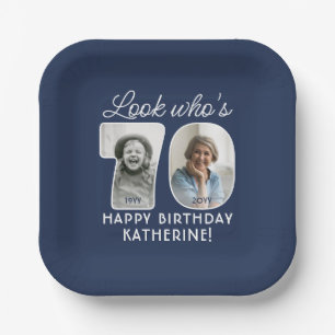DIY Colors • Look Who's 70 Birthday Party 2 Photo Paper Plates