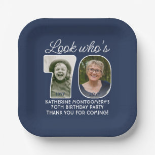 DIY Colors • Look Who's 70 Birthday Party 2 Photo Paper Plates