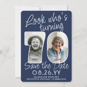 DIY Colors • Look Who's 70 Birthday Party 2 Photo Save The Date