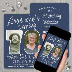 DIY Colors • Look Who's 70 Birthday Party 2 Photo Save The Date
