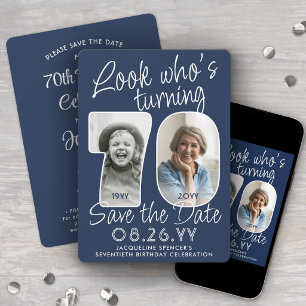 DIY Colors • Look Who's 70 Birthday Party 2 Photo Save The Date