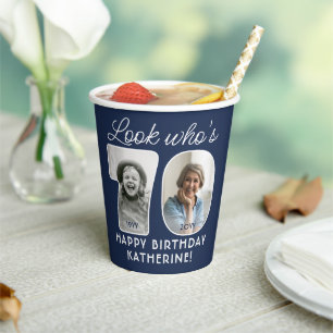 DIY Colors • Look Who's 70 Birthday Party 4 Photo Paper Cups