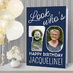 DIY Colors • Look Who's 70 Giant 2 Photo Birthday Card<br><div class="desc">Look who's 70! Go big with your happy birthday wishes with an extra large two photo 70th birthday card. The photos and wording on this template are simple to personalize and all colors and fonts are easy to change with the Zazzle design tool. Create your own unique keepsake gift that...</div>