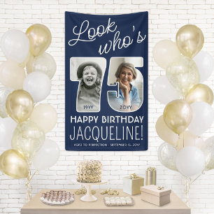 DIY Colors • Look Who's 75 Birthday Party 2 Photo Banner
