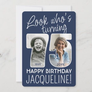 DIY Colors • Look Who's 75 Birthday Party 2 Photo Invitation