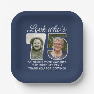 DIY Colors • Look Who's 75 Birthday Party 2 Photo Paper Plates