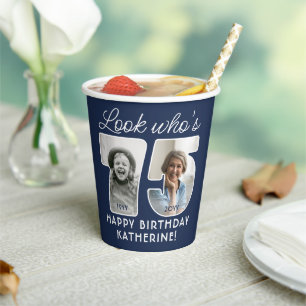 DIY Colors • Look Who's 75 Birthday Party 4 Photo Paper Cups